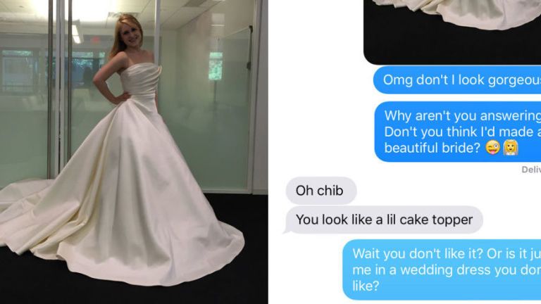 How 13 boyfriends reacted when their girlfriends texted them pictures of wedding dresses