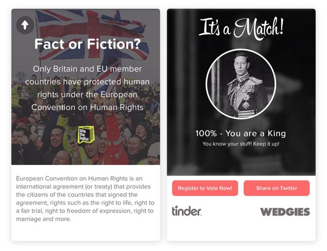 Tinder launches swipe the vote campaign in the uk to encourage young people to get involved in the EU referendum