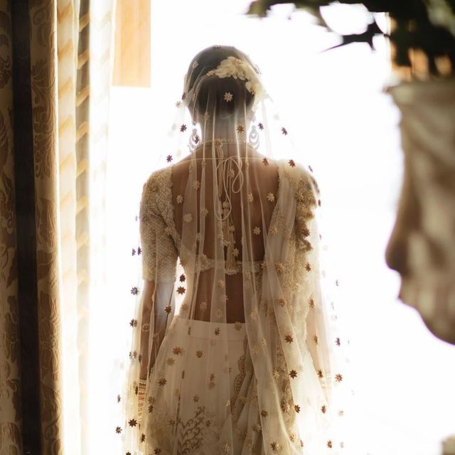 Kresha Bajaj embroiders story of her relationship onto her wedding dress