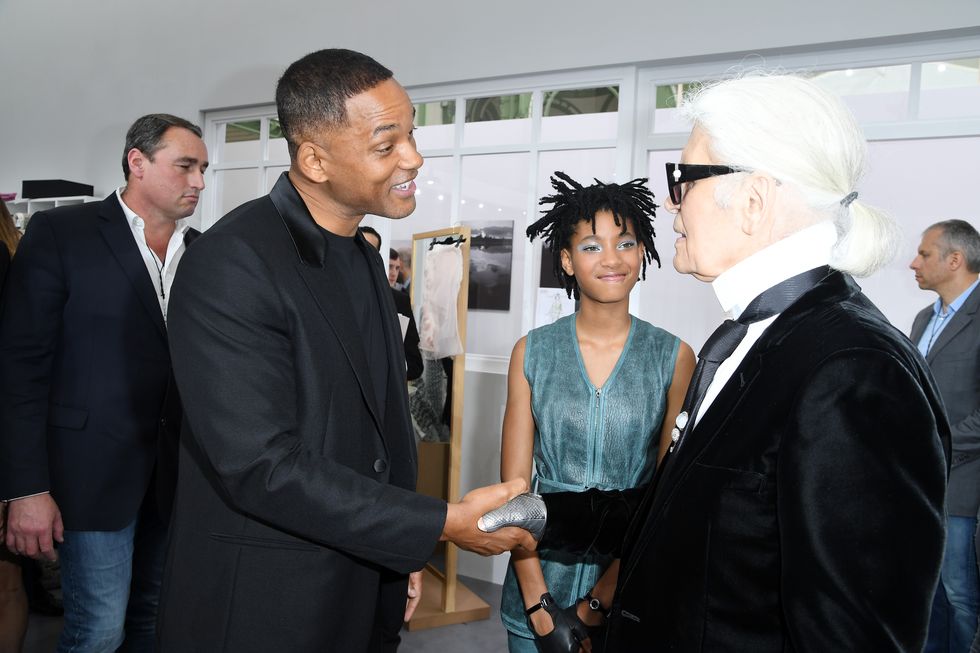 Will Smith meeting Karl Lagerfeld with Willow Smith