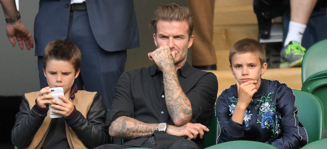 David Beckham Cruz Beckham And Romeo Beckham At Wimbledon