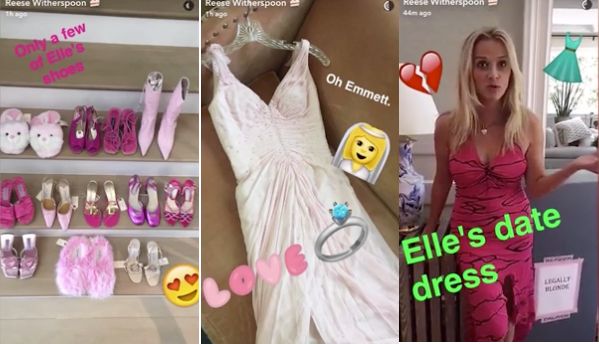 Reese Witherspoon shares Legally Blonde outfits on Snapchat