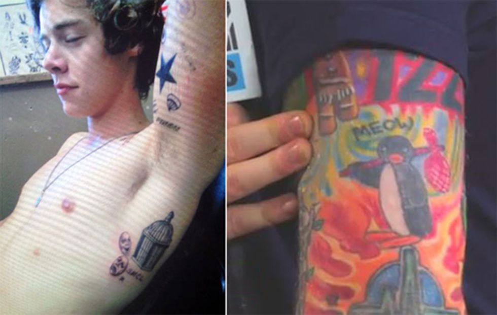 harry styles ed sheeran matching pingu tattoos
