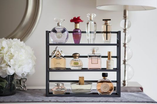 perfume display on a spice rack