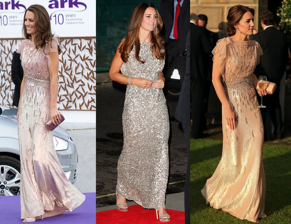 Kate Middleton wearing a sparkly Jenny Packham gown