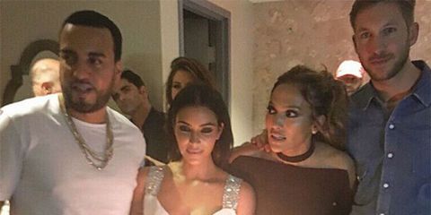 Calvin Harris hung out with Kim Kardashian and French Montana at jennifer Lopez's birthday party