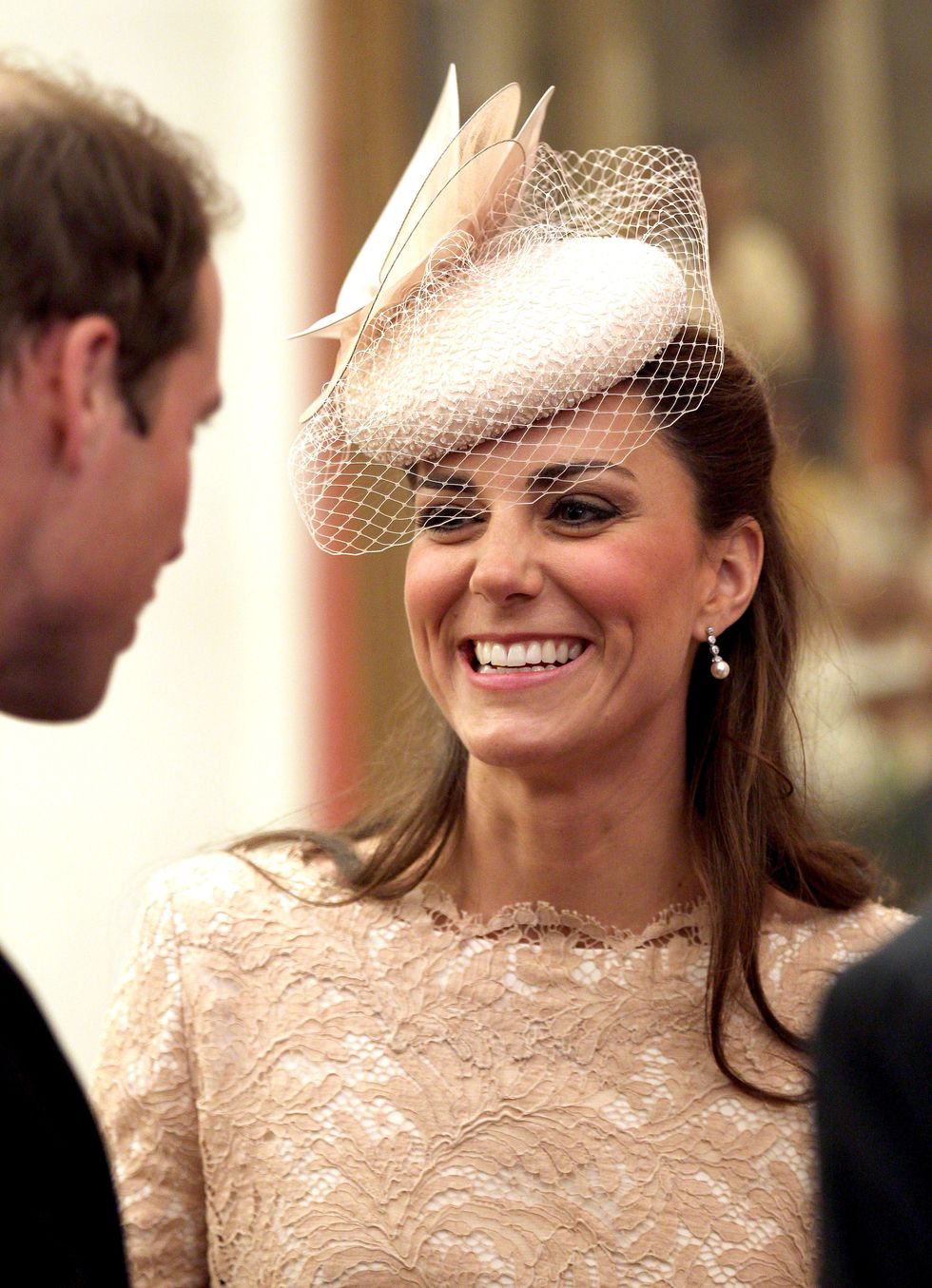 Kate Middleton wearing pearl drop earrings at the Diamond Jubilee