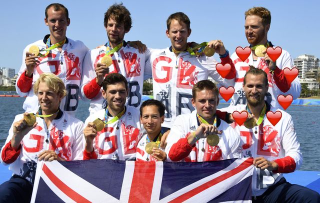 GB team win gold in the men's eight rowing at the Rio Olympics