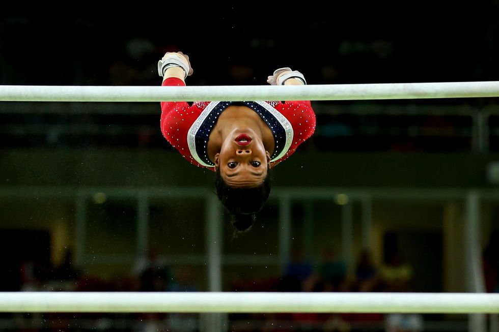 Gabby Douglas competing at the Rio Olympics