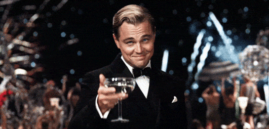 Leonardo DiCaprio drinks cheers