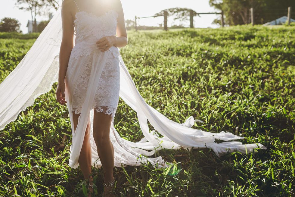 Clothing, Dress, Photograph, People in nature, Wedding dress, Summer, Bridal clothing, Bride, Sunlight, Beauty, 
