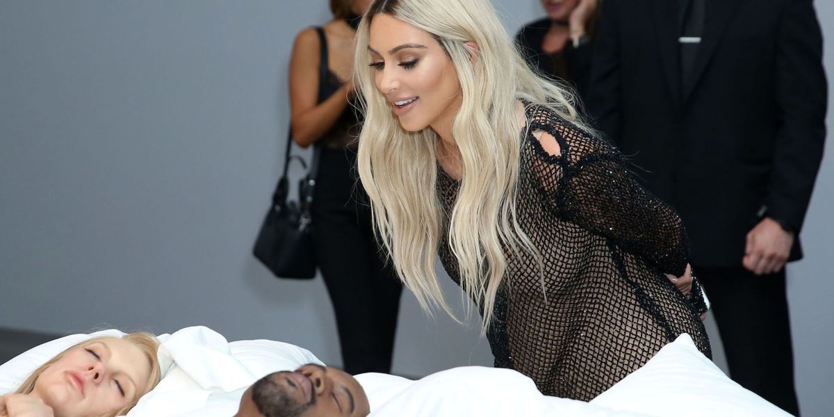 Kim Kardashian Went Blonde For Kanyes Famous Bed Exhibition