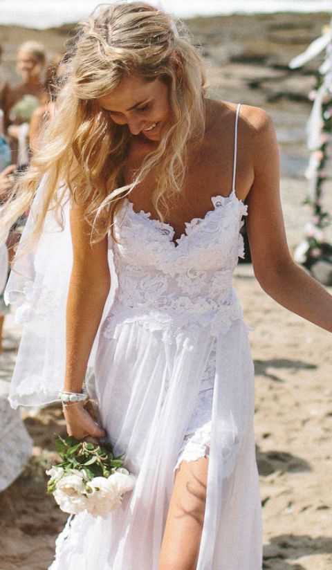 Wedding dress, Clothing, Dress, White, Gown, Bridal clothing, Blond, Bridal party dress, Shoulder, Long hair, 