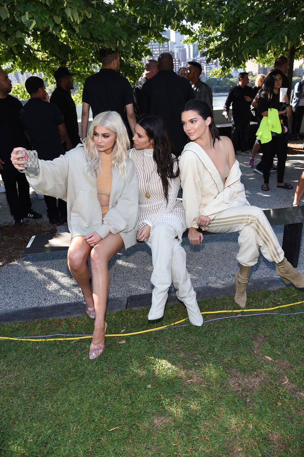 Kylie Jenner, Kim Kardashian and Kendall Jenner on the FROW at Yeezy Season 4