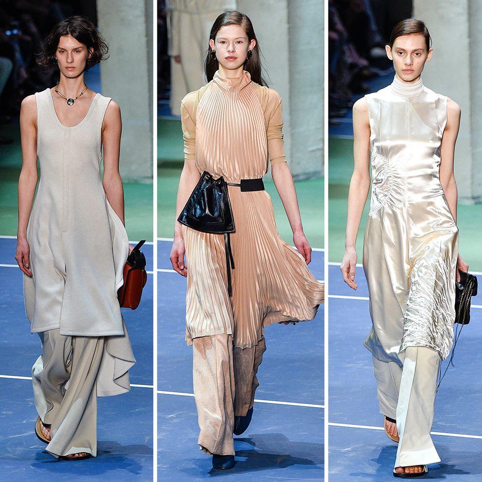 Dresses over trousers by Celine