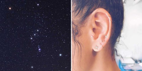 Ear constellation piercings