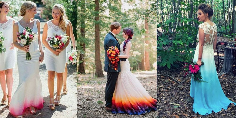 white and purple ombre wedding dress