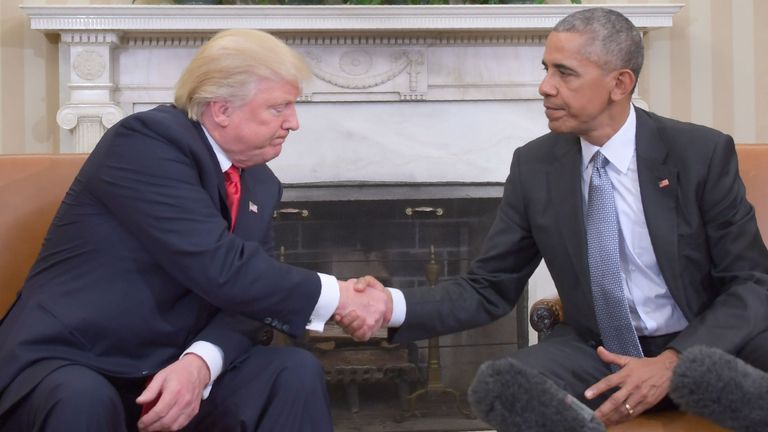 Barack Obama and Donald Trump meet at The White House for the first time