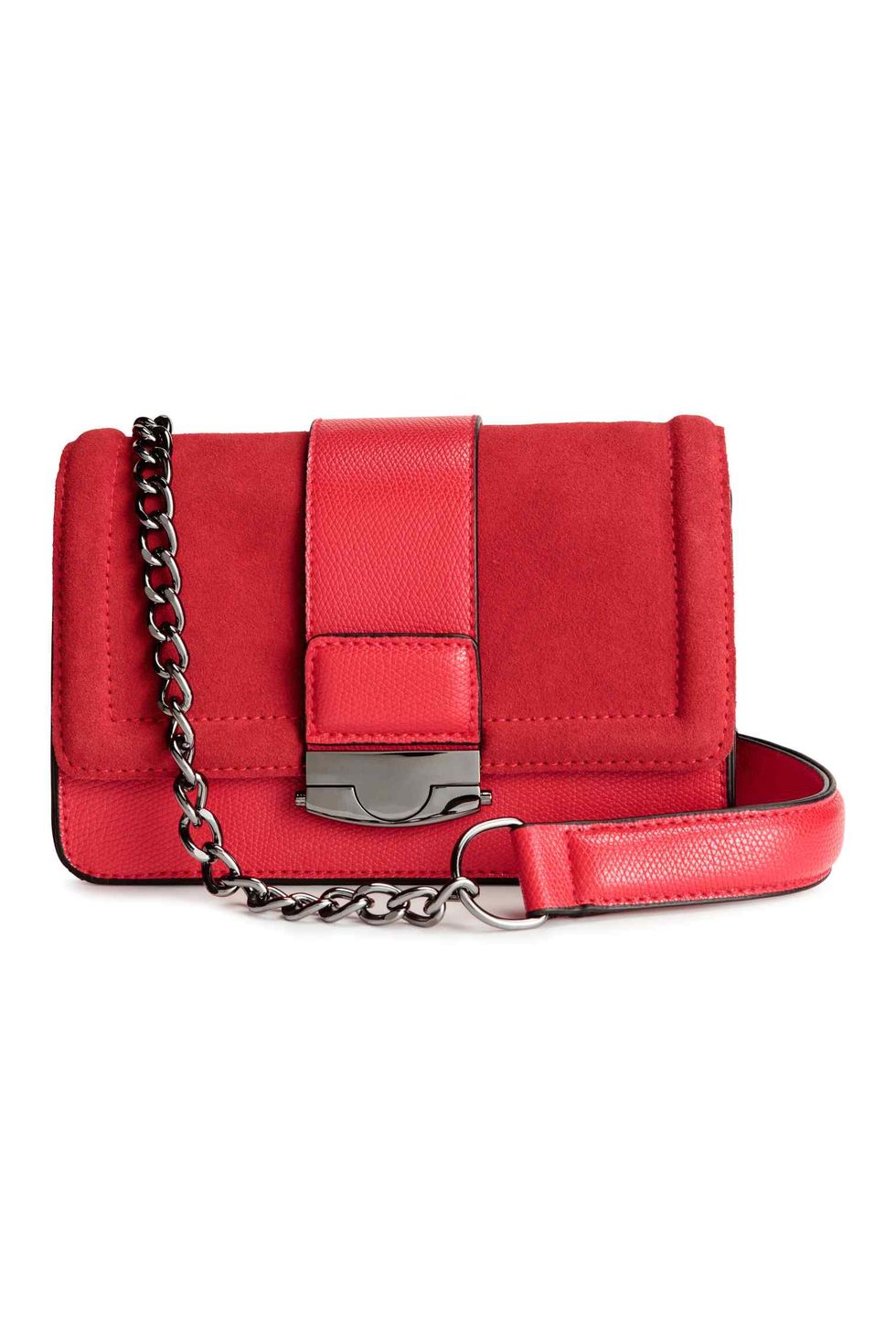 <p>If you want to wear this bag all day and night, simply tuck the strap inside to transform the crossbody bag into a clutch.</p><p><a href="http://www2.hm.com/en_gb/productpage.0387451001.html#" target="_blank">Bag with suede details, £29.99, H&amp;M</a></p>