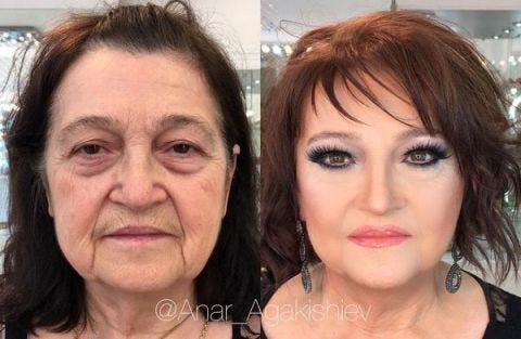 a makeup artist has shared his clients crazy makeup transformation