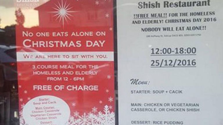 Kindest restaurant in the world is opening its doors for free to people spending Christmas alone