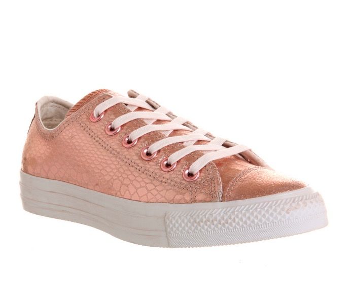 rose gold leather trainers