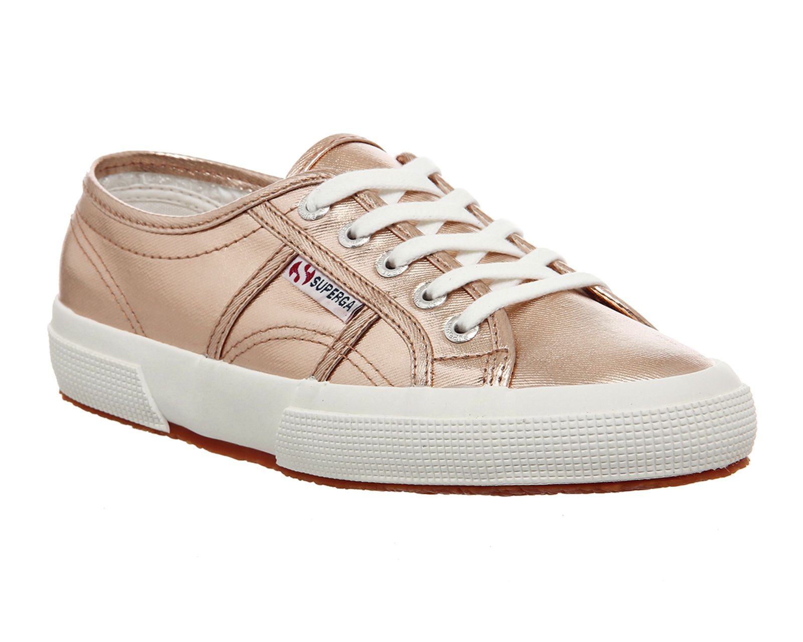 rose gold metallic trainers