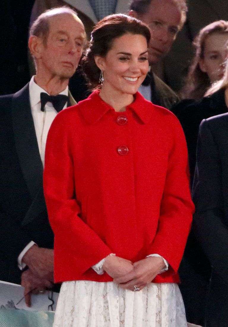 Duchess of Cambridge wearing a red coat