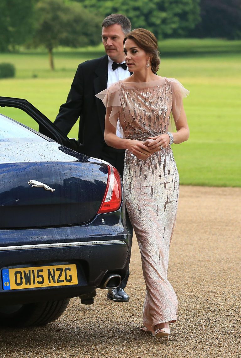 Duchess of Cambridge wearing a metallic gown