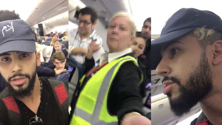 A man has been kicked off a plane before take-off because he spoke Arabic to his mum on the phone