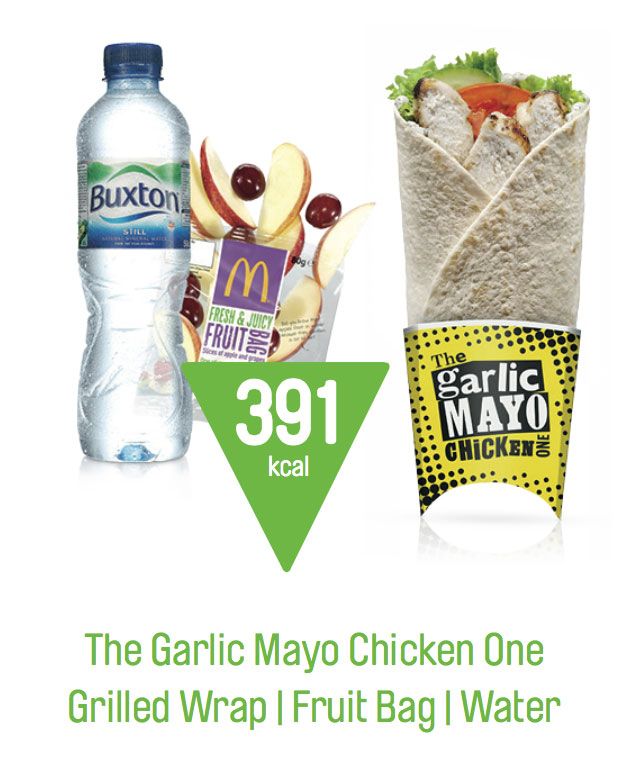 Garlic mayo chicken wrap under 400 calories