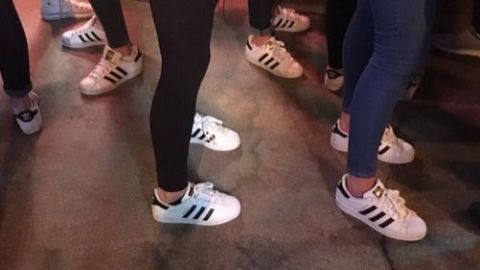 Girls wearing outlet adidas shoes