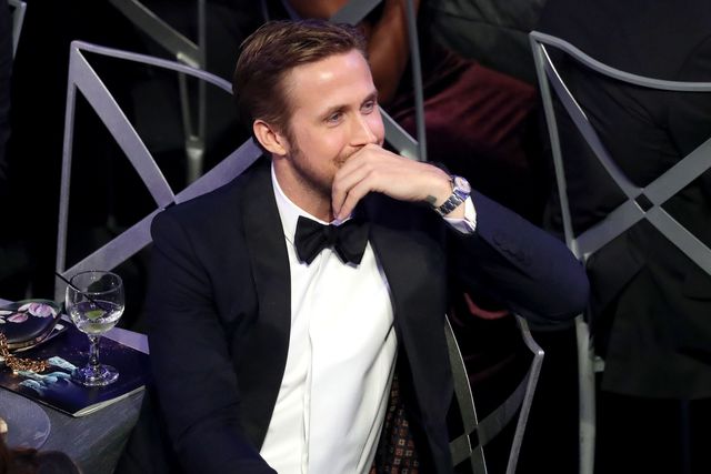 Ryan Gosling looking confused and touched by Emma Stone's emotional SAG ...