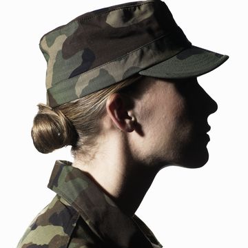 Female soldier wearing army uniform