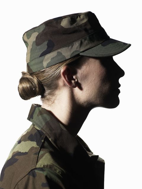Female soldier wearing army uniform