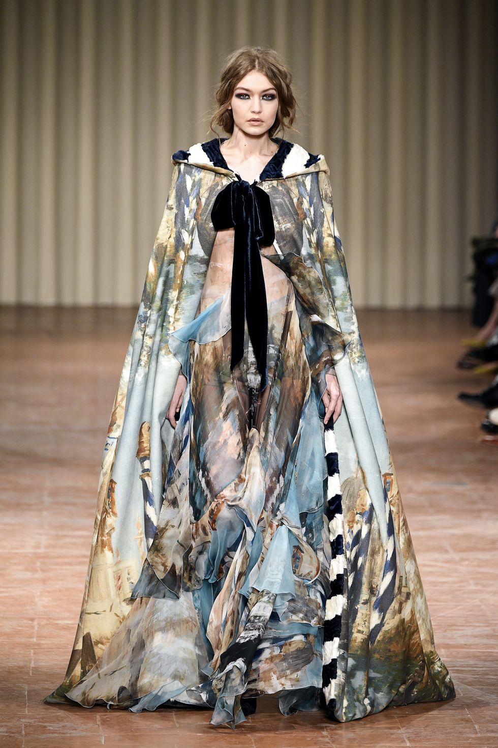 Gigi Hadid walking for Alberta Feretti at Milan Fashion Week