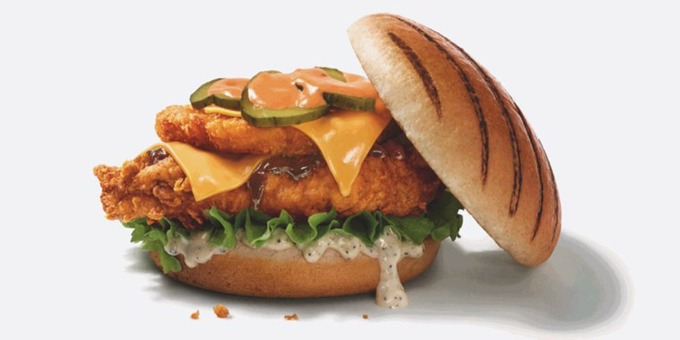 KFC's new burger has a hash brown in it. Filthy.