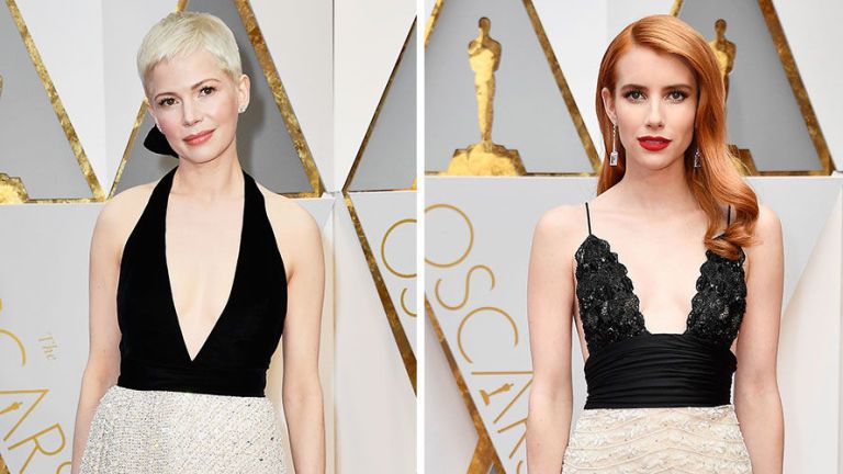 Michelle Williams and Emma Roberts at the 2017 Oscars
