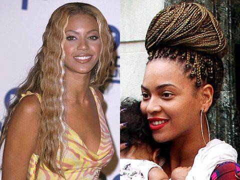 <p><strong>Then:</strong> Everyone thought Beyonce was bootylicious back in the days of Destiny's Child - and she was, there's no doubt about that! But the hair was questionable, it looks like she's been attacked with the crimpers, and we're not convinced with the colour, it's a bit My Little Pony</p>
<p><strong>Now:</strong> Ahh that's more like it, we love Beyonce's braids. They remind us of how she wore her hair back in the 90s but it's far more polished - and we're loving the blonde hue</p>