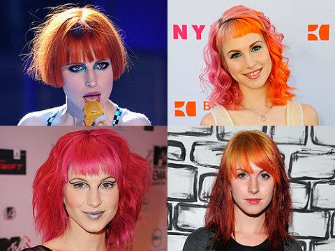 <p>Paramore's leading lady has been a bright hair inspiration since the start of her career. Jumping from red and orange to pink, there is no colour or style that the singer is too scared to try. Check out her life in hair so far...</p>