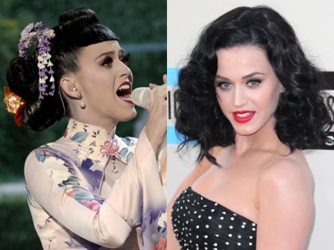 <p>Upon arrival Katy totally nailed classic party curls but for her Geisha guise she pulled off one of her most amazing looks yet. The blunt fringe, multiple buns and intricate adornments were quite the performance!</p>
<p><a href="http://www.cosmopolitan.co.uk/beauty-hair/news/styles/celebrity/celebrity-party-hair-style-inspiration" target="_blank">PARTY HAIRSTYLE IDEAS</a></p>
<p><a href="http://www.cosmopolitan.co.uk/beauty-hair/news/trends/celebrity-beauty/pixie-crop-celebrity-icons" target="_blank">CELEBRITY TREND: SHORT HAIR</a></p>
<p><a href="http://www.cosmopolitan.co.uk/beauty-hair/news/styles/celebrity/face-framing-fringes-hair-trend?click=main_sr" target="_blank">COOL CELEBRITY FRINGES</a></p>