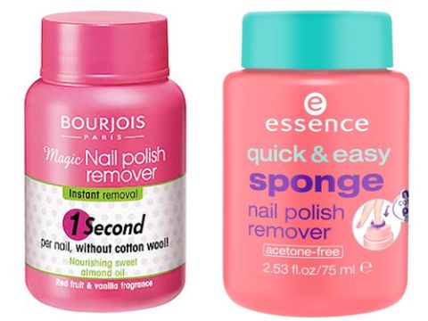 <p><strong>The original: Bourjois Magic Nail Polish Remover, £4.99 <a href="http://www.boots.com" target="_blank">boots.com</a></strong><br />The launch of this caused an absolute stir in the beauty world and it wasn't long before a whole host of similar products came along. It's such a simple but effective idea, and why did it take so long for someone to come up with this? Simply dip your painted finger in the pot, twist it around and remove – et voila, clean nails ready for redecorating.</p>
<p><strong>The dupe: Essence Quick & Easy Sponge Nail Polish Remover, £2.99 (available at Wilko nationwide from next month)</strong><br />We were a bit skeptical about this but actually, Essence as a brand has impressed us. It's due to make its UK debut next month in Wilko (available now in Westfield White City, London) and this for us is a hero product of the range. Ok, so the packaging isn't as attractive as Bourjois but the sponge is super soft (v important!), it removes polish a treat and it isn't at all drying. Amazing.</p>