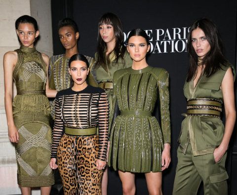 Kim Kardashian and Kendall Jenner at the Vogue Gala Paris Fashion Week