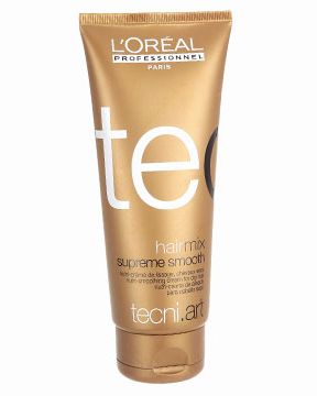 <p>•   <strong>LOréal Professional Tecni.Art Hair Mix Smooth Nutri-Smoothing Cream For Dry Hair, £11.50</strong></p><p>"When hair is 95% dry, style it in sections using a medium-sized round brush and a nozzled dryer. "  </p>