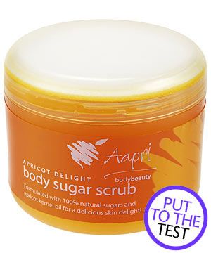 <p><strong>4. Aapri Apricot Delight Body Sugar Scrub, £3.49.</strong></p><p>Contains apricot kernal oil and vitamin E to condition skin. <strong>COSMO'S VERDICT:</strong> "This smelt delicious, but the jar itself contained way too much oil and was a bit messy." <strong>7/10 </strong></p>