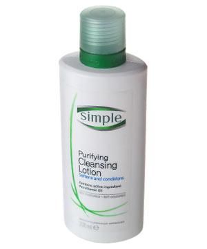 <strong>2. Simple Purifying Cleansing Lotion, £2.47. </strong>Gentle, non-irritating and great for sensitive skin.<br />