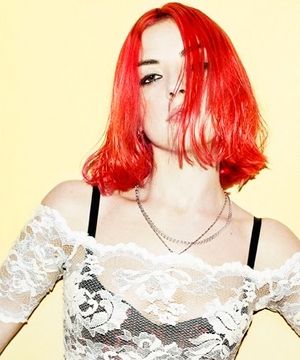 Clothing, Lip, Hairstyle, Shoulder, Red, Style, Beauty, Red hair, Fashion, Neck, 