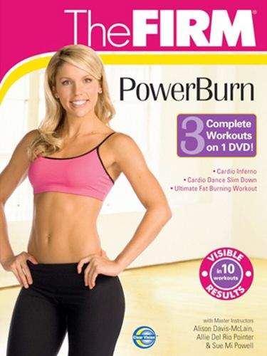 This bargain DVD has three previously released workouts in one; Cardio Inferno (30 mins) which quickly but intensely combines high energy cardio with some sculpting moves, Cardio Dance Slim Down (45 mins) a fun hip-hop, salsa and disco dancing routine ideal for beginners or those days when you can't manage a sweat-athon, and Ultimate Fat-Burning (45 mins) which is an all over combo of cardio and strength training using arm weights. It's safe to say you won't get bored rotating the three. <br />  <br />£5.99, <a target="_blank" href="http://www.clearvision.co.uk/products/The-Firm-PowerBurn-DVD.html">clearvision.co.uk</a><br />