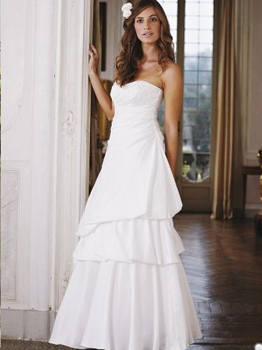 Clothing, Dress, Shoulder, Textile, Photograph, Joint, Bridal clothing, White, Floor, Formal wear, 