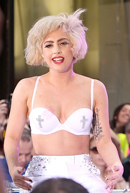Lady Gaga white bra 250311